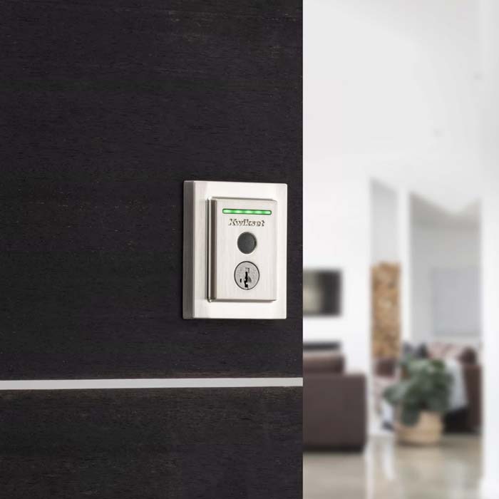 Kwikset Halo Touch in Satin Nickel on Exterior
