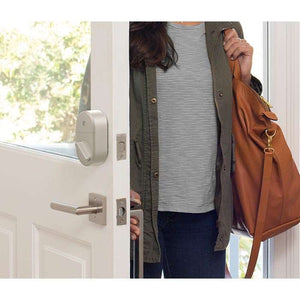 Woman opening door