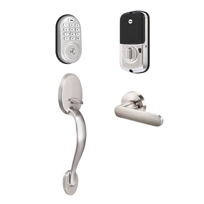 Yale YRD216 Front Entry Jamestown Bundle in Satin Nickel