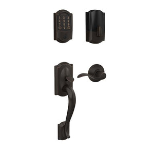 Schlage Encode FE489 Camelot Trim with Handleset in Aged Bronze