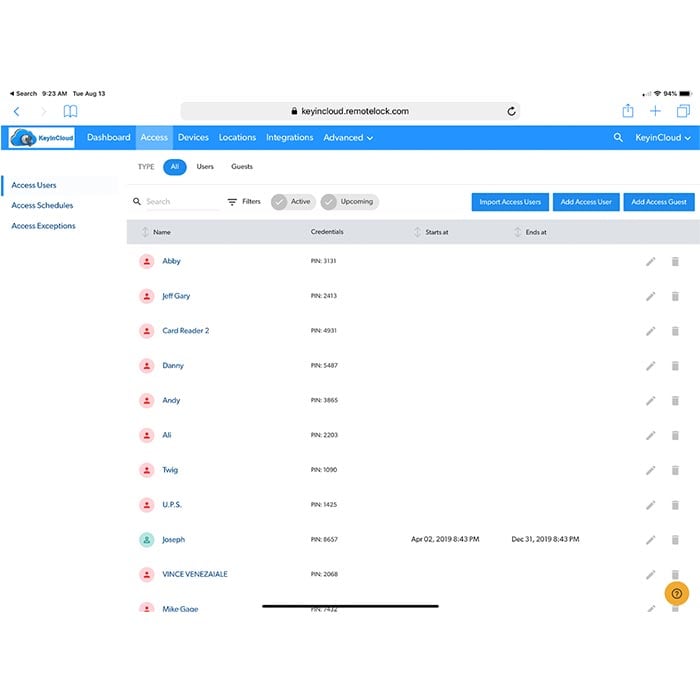 KeyinCloud Access Tab