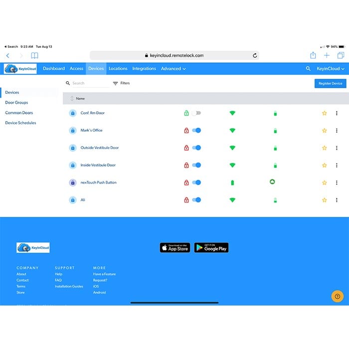 KeyinCloud Devices Tab