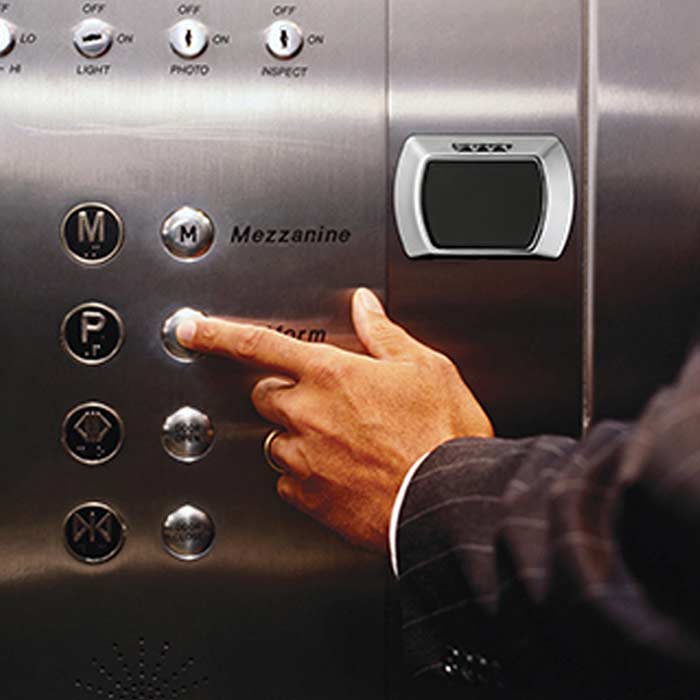 Saflok Quantum RFID RCU QTM II on elevator interior